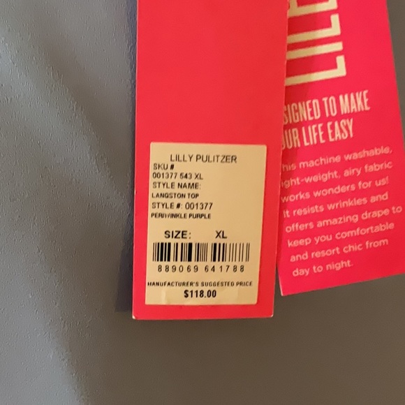 🔥HOT Item Alert Lilly Pulitzer Langston Top Periwinkle Size XL NWT Retail $118 - Picture 4 of 7